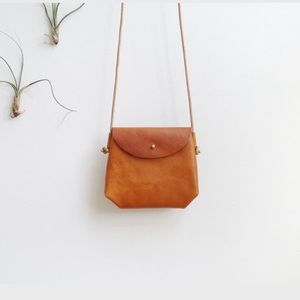 Mini Crossbody Sling Leather Shoulder Bag Caramel